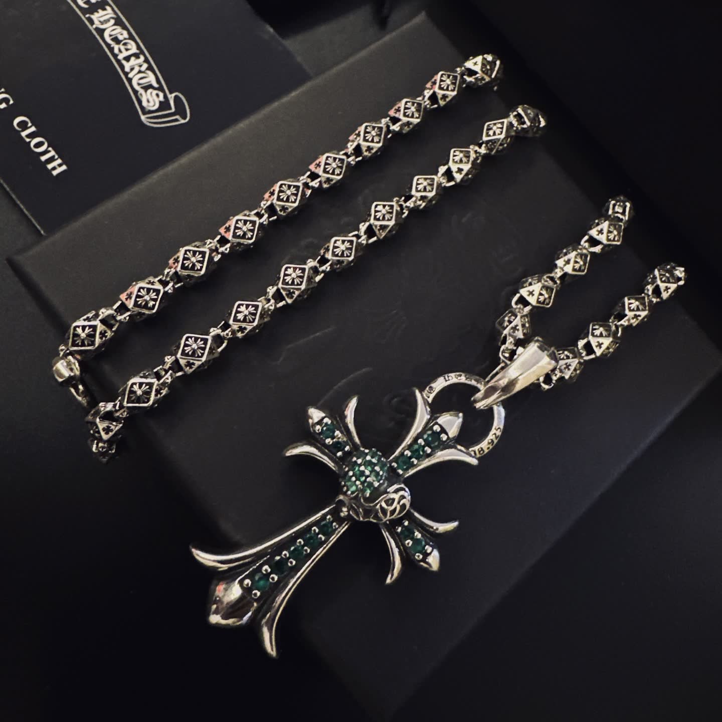 Chrome Hearts Silver Cross Pendant with Chain